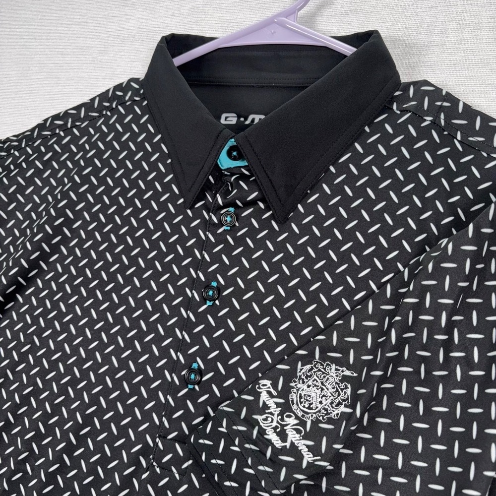 G-Mac by Kartel Polo Shirt Mens Size M Black Poly Spandex Trump National Doral
